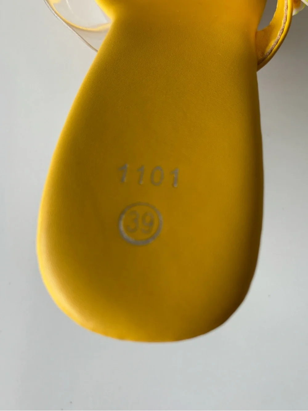 Yellow Butterfly Clear Wedge Sandals for Women